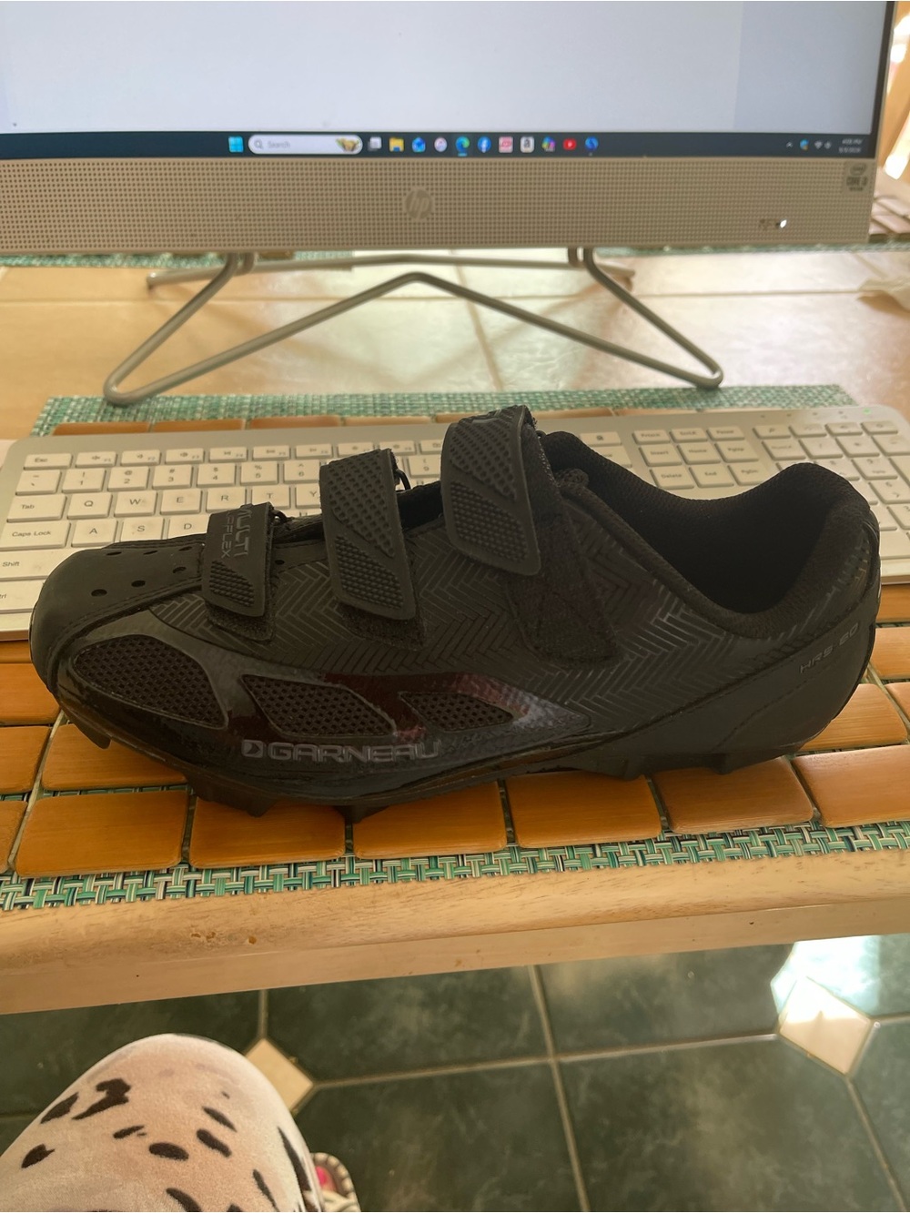 Women's Black Cycling Sneaker with Triple Velcro Straps